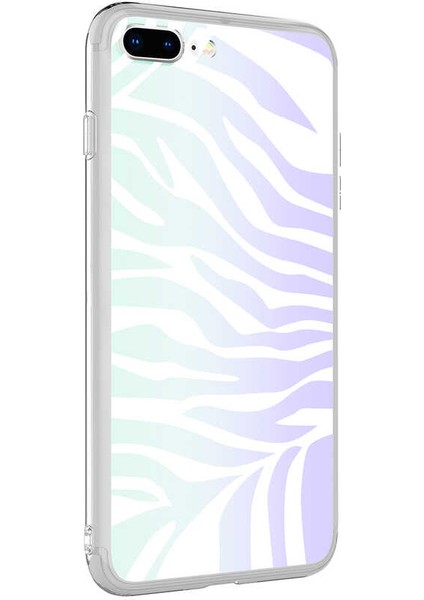 Apple iPhone 8 Plus Kılıf Desenli M-Blue Silikon - Zebra No1