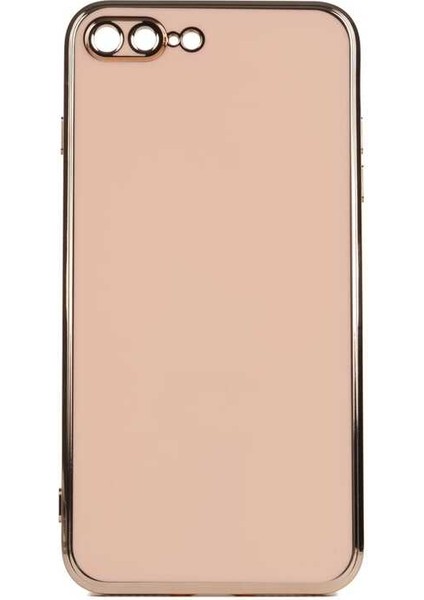 Apple iPhone 8 Plus Kılıf Parlak Detaylı Kamera Korumalı Silikon - Rose Gold