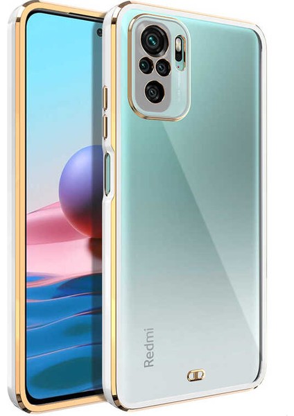 Xiaomi Redmi Note 10S Kılıf Parlak Detaylı Kamera Korumalı Silikon - Beyaz