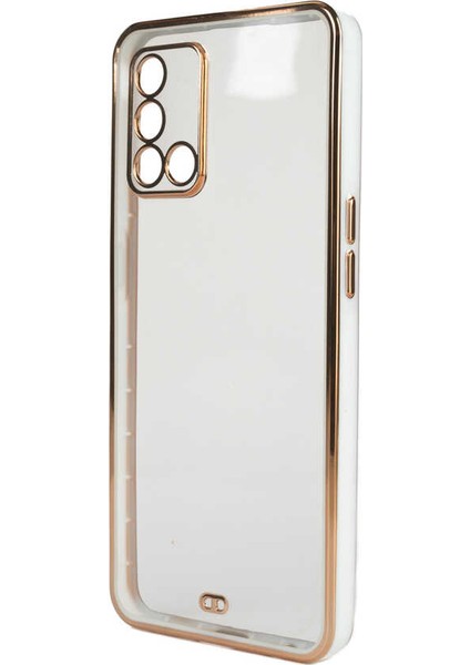 Oppo A74 4g Kılıf Parlak Detaylı Kamera Korumalı Silikon - Beyaz