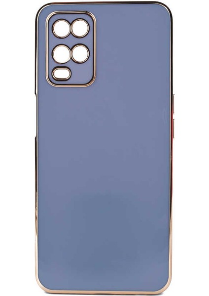 Oppo A54 4g Kılıf Parlak Detaylı Kamera Korumalı Silikon - Mavi Açık