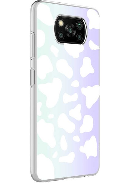 Xiaomi Poco X3 Kılıf Desenli M-Blue Silikon - Cow No2