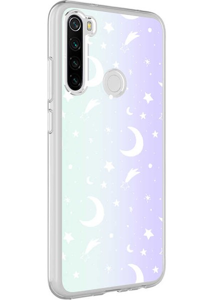 Xiaomi Redmi Note 8 Kılıf Desenli M-Blue Silikon - Moon No4