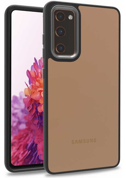 Samsung S20 Fe Kılıf Arkası Şeffaf Kenar Korumalı Silikon Dora- Siyah