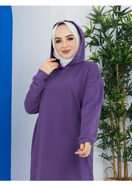 Kapüşonlu Bayan Sweatshirt Mor (3007-008) modelleri