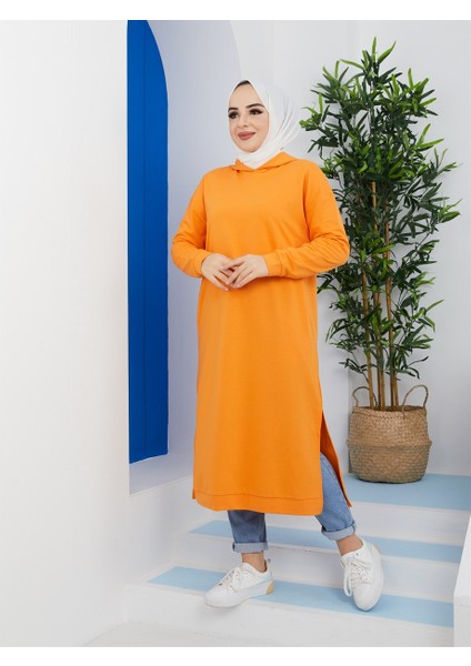 Kapüşonlu Bayan Sweatshirt Orange (3007-070)