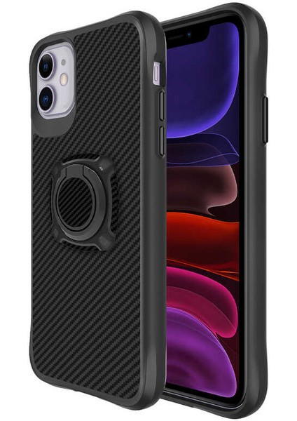 Apple iPhone 12 Kılıf Karbon Standlı Timo Kapak
