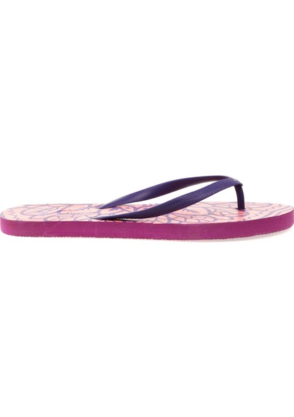 Yaprak Desenli Parmak Arası Mor Plaj Terliği