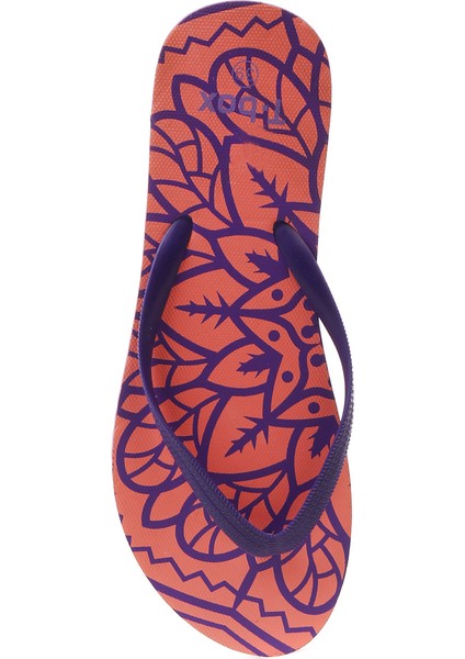 Yaprak Desenli Parmak Arası Mor Plaj Terliği fırsatları