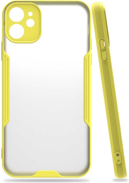 Apple iPhone 11 Kılıf Arkası Mat Kamera Korumalı Silikon - Sarı