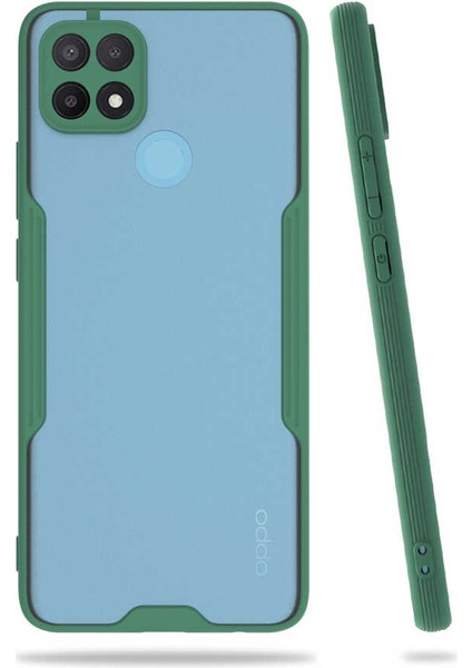 Oppo A15S Kılıf Arkası Mat Kamera Korumalı Silikon - Koyu Yeşil
