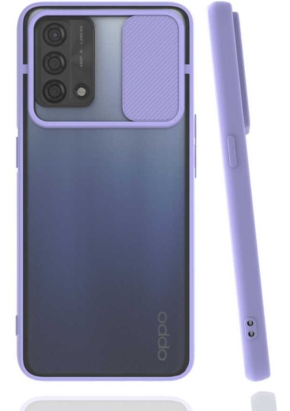 Oppo A74 4g Kılıf Lens Sürgülü Kamera Korumalı Silikon - Lila