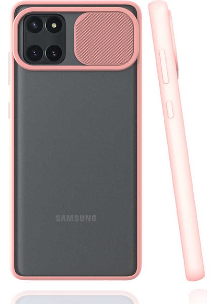 Galaxy A81 (Note 10 Lite) Kılıf Lens Sürgülü Kamera Korumalı Silikon - Pembe Açık