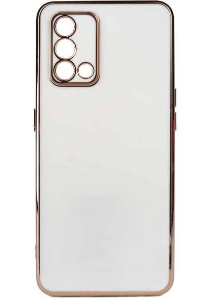 Oppo A74 4g Kılıf Parlak Detaylı Kamera Korumalı Silikon - Beyaz