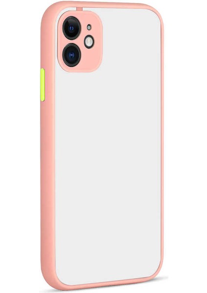 Apple iPhone 12 Kılıf Mat Buzlu Kamera Korumalı Silikon - Pembe