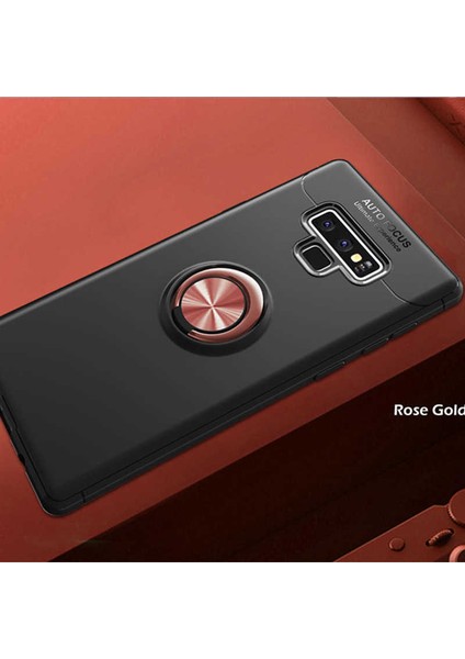 Galaxy Note 9 Kılıf Yüzüklü Silikon Range - Siyah-Rose Gold