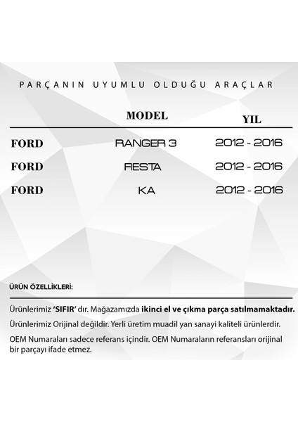 Ford Fiesta, Ka, Ranger Için Airbag Zemberek - AB3914A664-AC