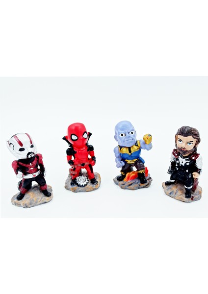 PopŞeker Avengers Thanos, Deadpool, Thor, Ant Man 4 Lü Porselen Figür Özel Yapım