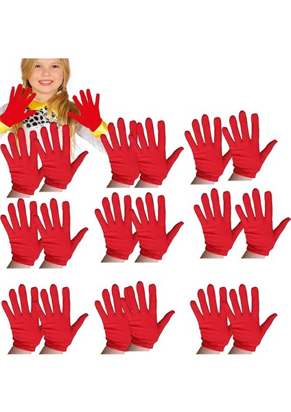 10 Çift ( 20 Adet )23 Nisan Için Kırmızı Renk Likralı Çocuk Gösteri Eldiveni 5-10 Yaş