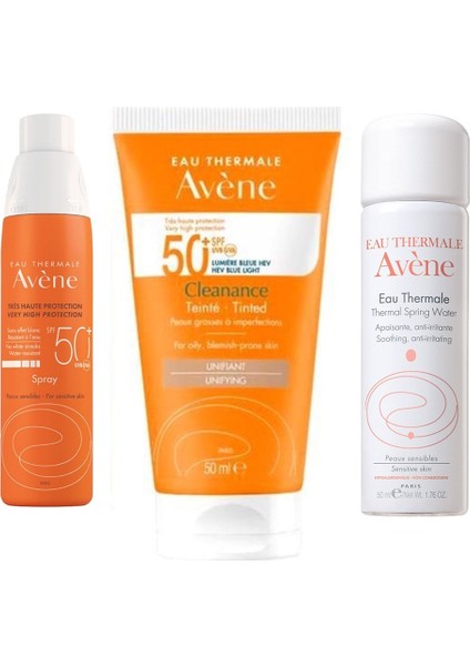 Güneşten Korunma Seti 5 - Spray Spf 50+ 200ML - Cleanance Spf 50+ Tinted 50 ml Termal Su 50ML