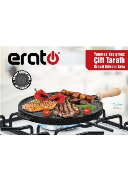 Çift Taraflı Alüminyum Döküm Tava Granit Kaplama Tava 34 cm