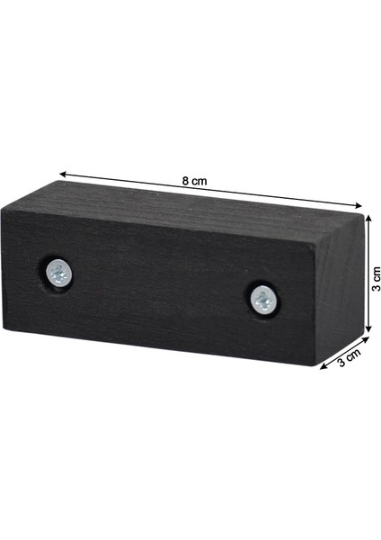 Masa Sandalye Mobilya Ünite Kanepe Koltuk Ayak Yükseltici Ağaç Takoz 4'lü Set Boy 3 cm En 8 cm Siyah