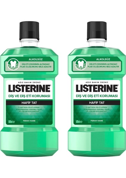 Diş ve Diş Eti Koruması Hafif Tat 500 ml Ağız Bakım Suyu 2'li