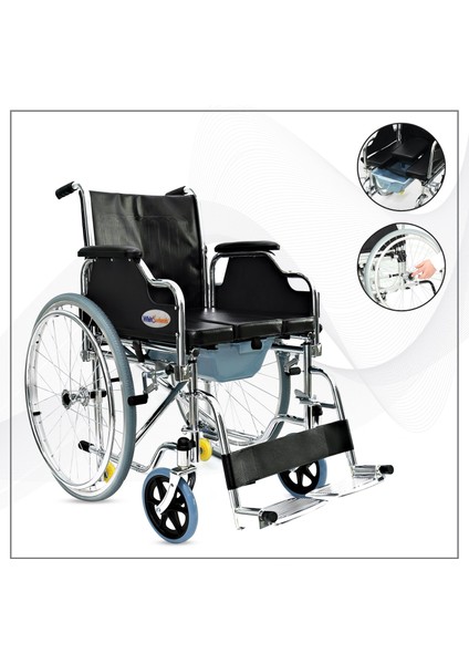 Lazımlıklı Kromajlı Tekerlekli Sandalye
