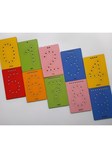 Voleecraft Ahşap Eğitici Eğlenceli Renkli Rakamlar Ip Geçirme Oyunu, Montessori Oyuncak