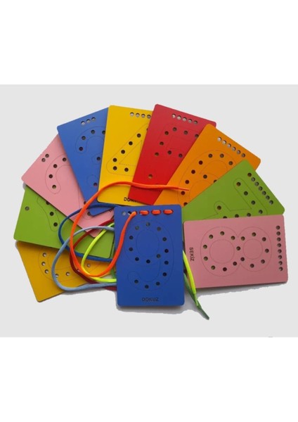 Voleecraft Ahşap Eğitici Eğlenceli Renkli Rakamlar Ip Geçirme Oyunu, Montessori Oyuncak fiyatları