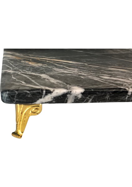 Lux & Marble Dark Sahara - Siyah Mermer Pirinç Ayaklı Servis - Sunumluk fiyatları