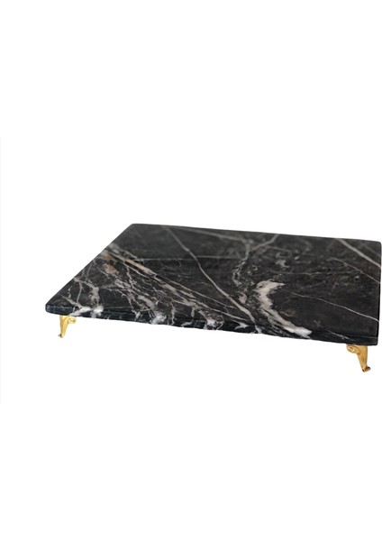 Lux & Marble Dark Sahara - Siyah Mermer Pirinç Ayaklı Servis - Sunumluk modelleri