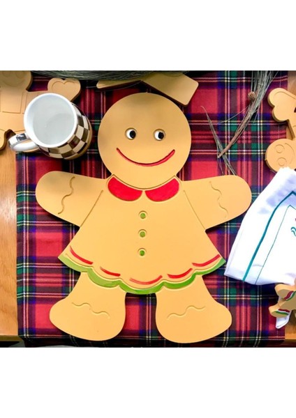 Gingerbread Kurabiye Ahşap Supla - Amerikan Servis - Tabak Altı (Kız)