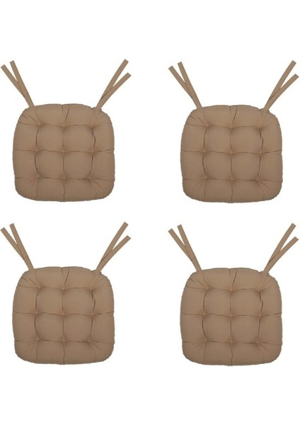 4'lü Pofidik Natura 40 x 40 cm Oval Bağcıklı Sandalye Minderi Seti - Camel