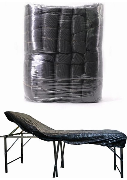 Tek Kullanımlık 3 Paket 8 Adet Siyah Sedye Örtüsü (80X220 Cm) 12 Gr. Çift Tarafı Lastikli