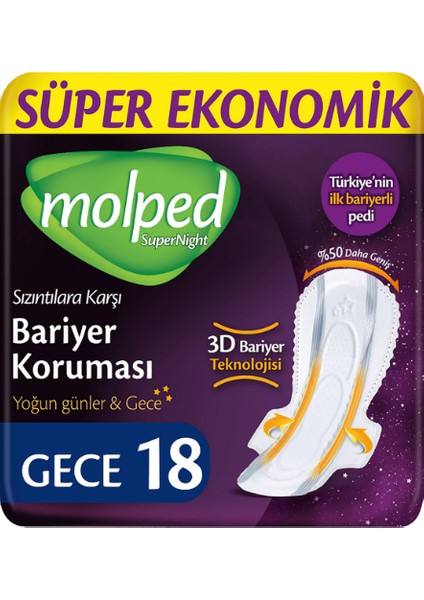 Supernight Uzun Süper Ekonomik Ped 18 li