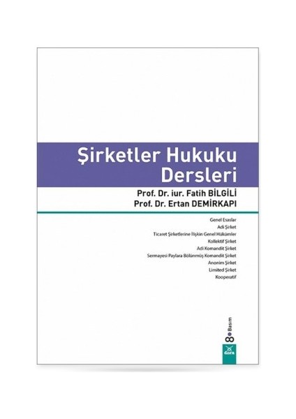 Şirketler Hukuku Dersleri 8.baskı