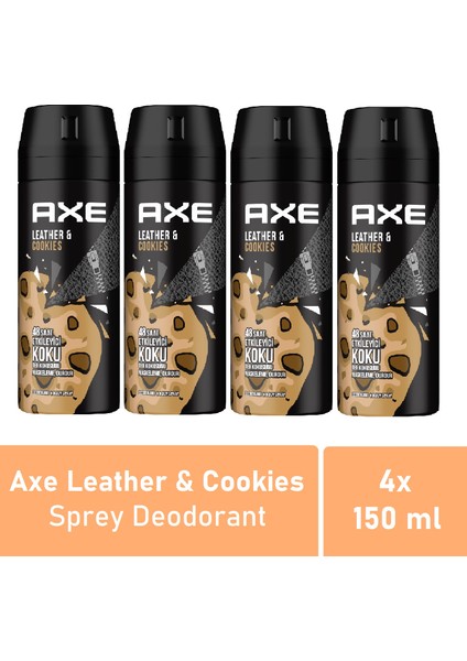 Men Deodorant Leather & Cookies 150 ml x 4