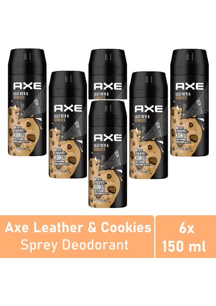 Men Deodorant Leather & Cookies 150 ml x 6