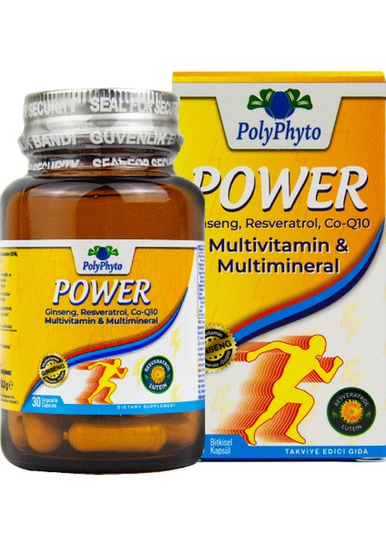 Power - Ginseng, Resveratrol, CO-Q10 30 Bitkisel Kapsül