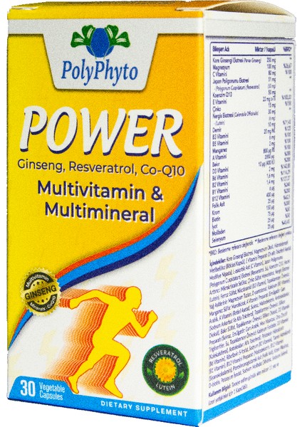 Power - Ginseng, Resveratrol, CO-Q10 30 Bitkisel Kapsül