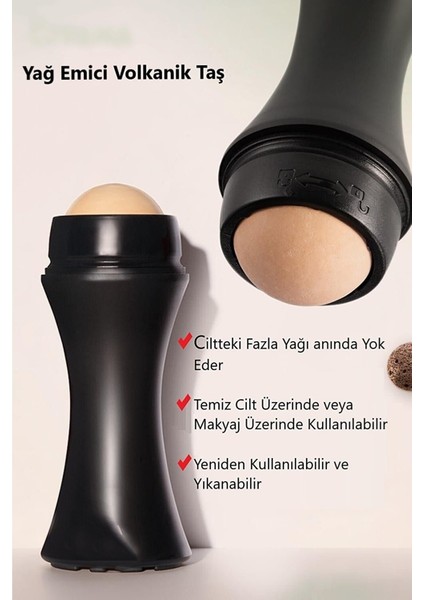 Matlaştırıcı Taş Yüz Roller, Yağ Emici, Cilt Matlaştırıcı, Volkanik Roller