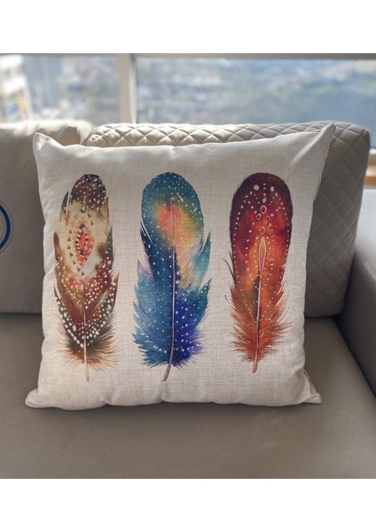 Tüy Desenli Dekoratif Minder Kılıfı 60 x 60 cm
