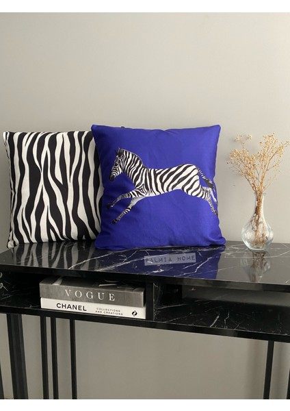 Çift Taraflı Zebra Desenli Dekoratif 2'li Kombin Kırlent Kılıfı Seti