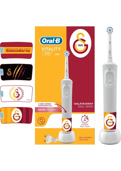 D100 Vitality Şarj Edilebilir Diş Fırçası Galatasaray Özel Seri