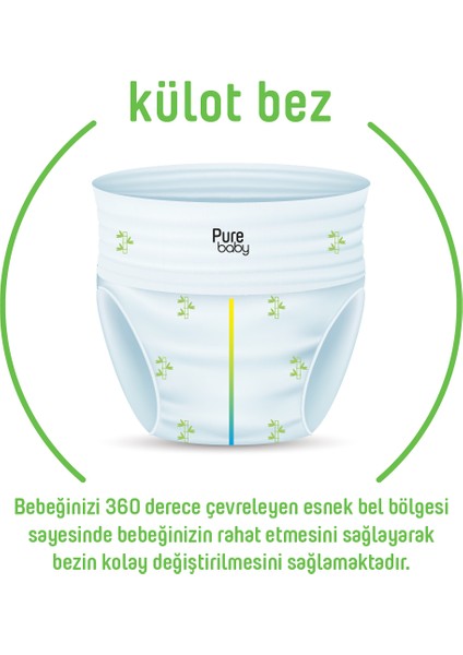 Pure Baby Organik Bambu Özlü Külot Bez 3'lü Paket 4 Numara Maxi 144 Adet