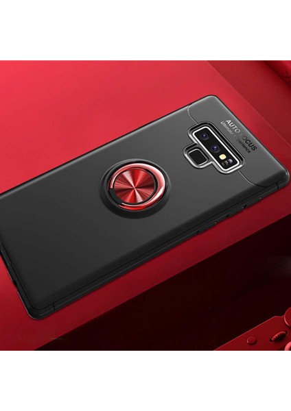 Galaxy Note 9 Kılıf Yüzüklü Silikon Range - Siyah-Kırmızı