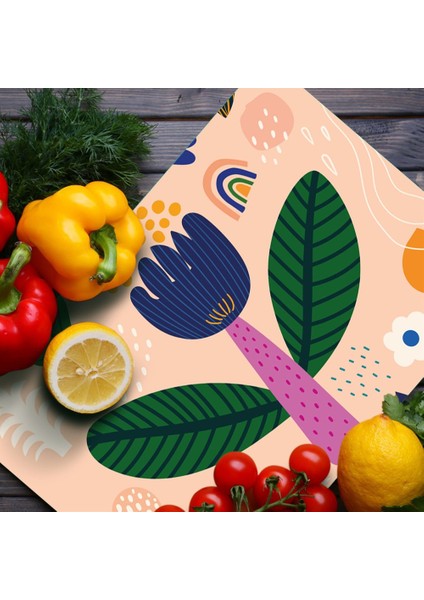 Cam Kesme Tahtası ve Sunum Tablası Çiçek Desenli fiyatları