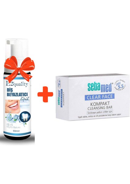 E2'Quality Diş Beyazlatıcı Köpük + Sebamed Clear Face Kompakt Sabun 100 Gr