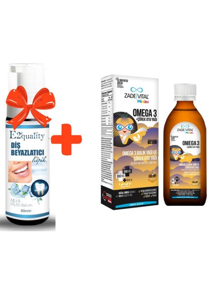 E2'Quality Diş Beyazlatıcı Köpük + Zade Vital Miniza Omega 3 Çörek Otu Yağı 150 Ml